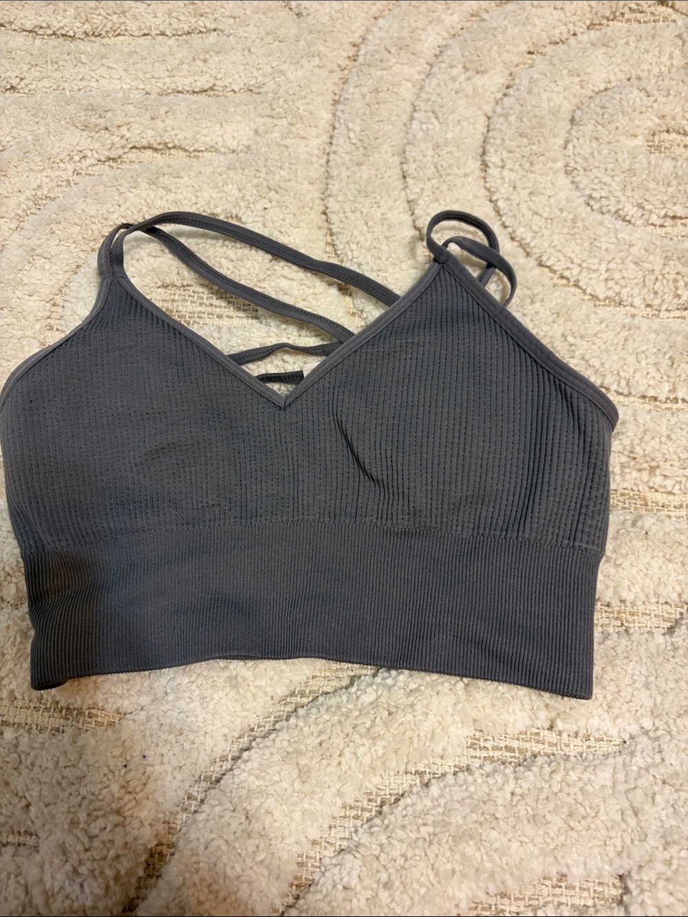 Gray sports bra